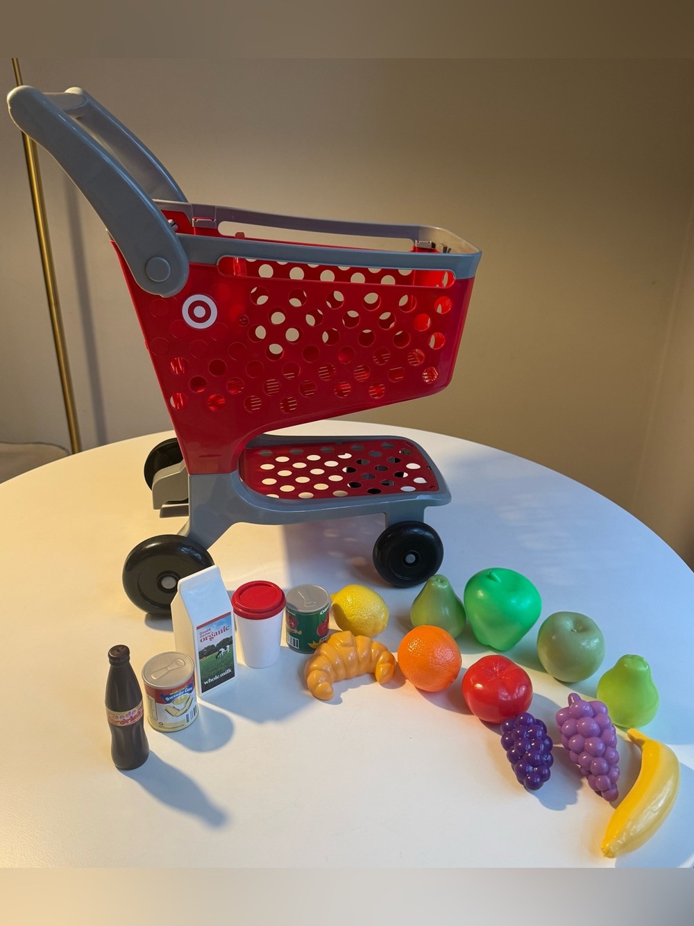 Shopping Cart Target Kids Red Play with Toy Groceries Fruit Size 19"x 13"